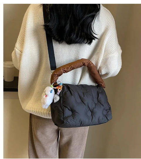 New Casual Padding Eiderdown Soft Crossbody Small Pillow Tote Handbag CODE: KAR2980