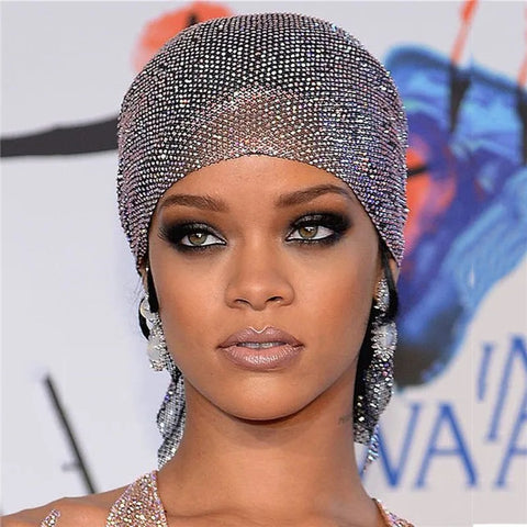 New Shinning Turban Rhinestone Head Scarf Turban Hat Head Wrap Bling Head CODE: KAR2982