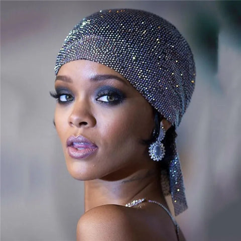New Shinning Turban Rhinestone Head Scarf Turban Hat Head Wrap Bling Head CODE: KAR2982