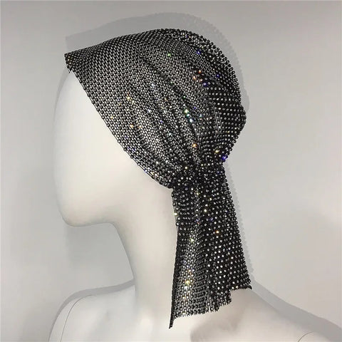 New Shinning Turban Rhinestone Head Scarf Turban Hat Head Wrap Bling Head CODE: KAR2982