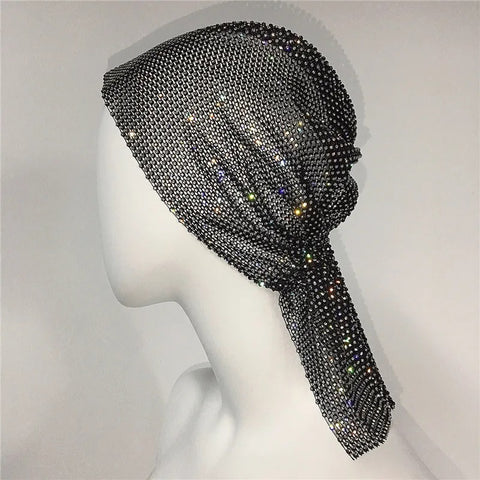 New Shinning Turban Rhinestone Head Scarf Turban Hat Head Wrap Bling Head CODE: KAR2982
