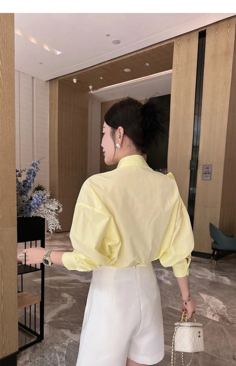 New Flowers Long Sleeved Luxury Pleated Floral Shirts CODE: KAR2983