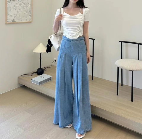 New High Waist Baggy Shirring Pleated Long Pants CODE: KAR2985