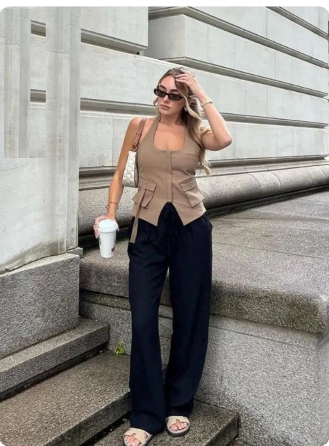 New Bustier Halter Pocket Cami Backless Tank Top CODE: KAR2987