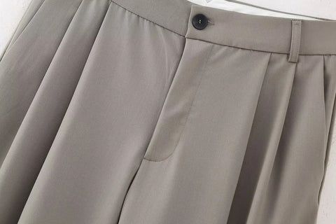 New Fashion Backless Button-up With Belt Cropped Halter Vest Top Loose Casual High Waist Long Pant CODE: KAR2988
