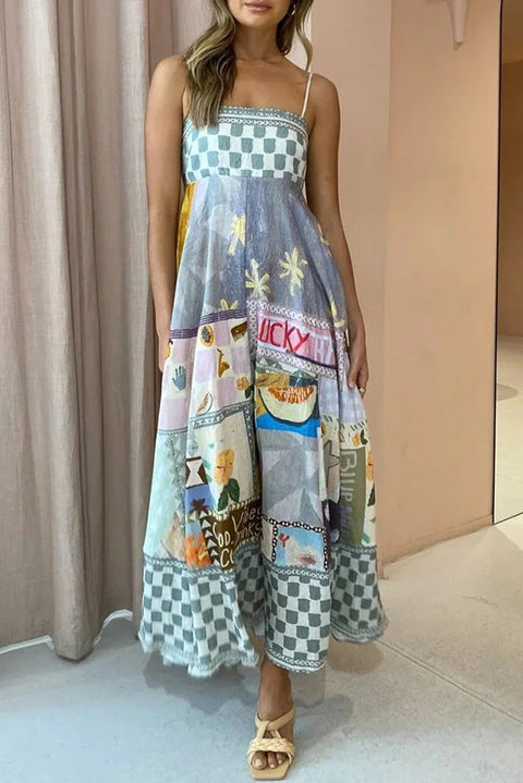 New Summer Print Sexy Sleeveless Halter Long Dress CODE: KAR2991