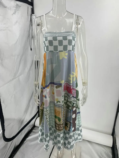 New Summer Print Sexy Sleeveless Halter Long Dress CODE: KAR2991