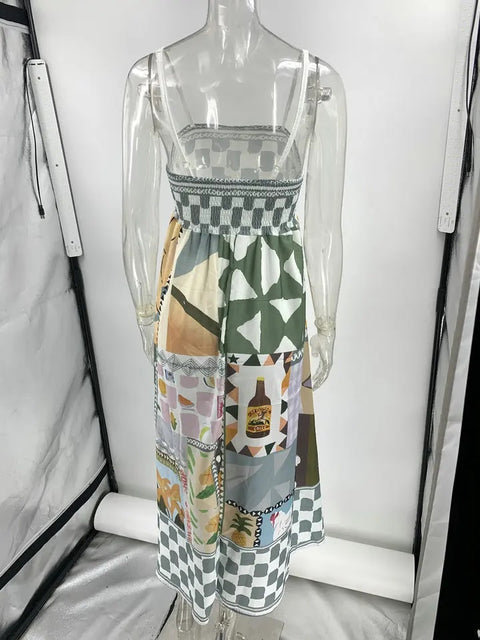 New Summer Print Sexy Sleeveless Halter Long Dress CODE: KAR2991