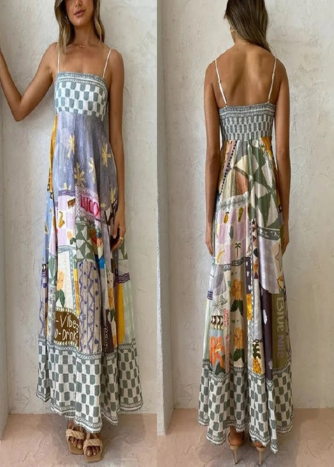New Summer Print Sexy Sleeveless Halter Long Dress CODE: KAR2991