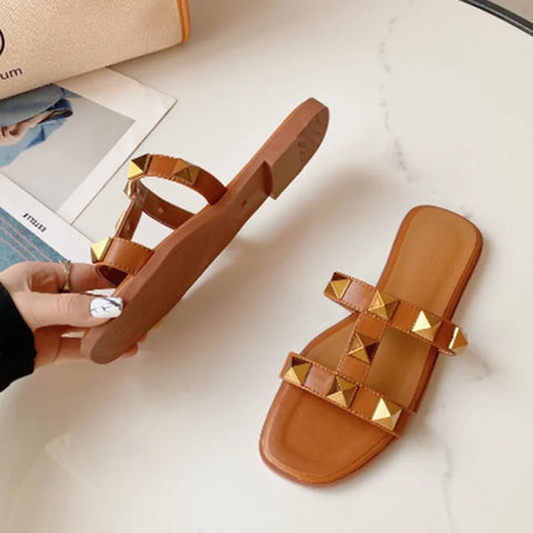 Summer New Open Toe Stud Flat CODE: KAR2997
