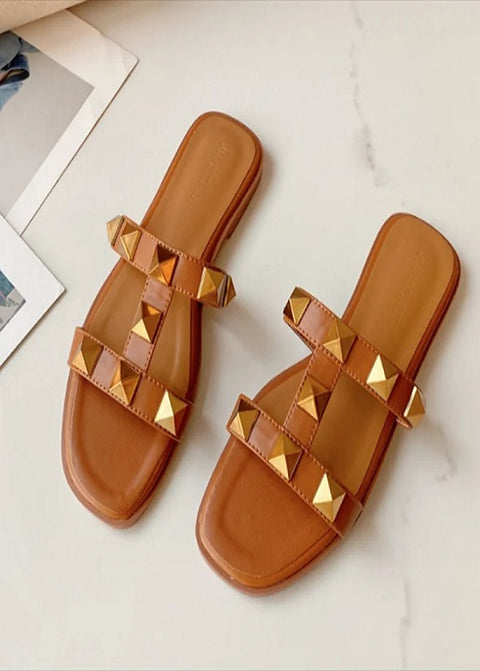 Summer New Open Toe Stud Flat CODE: KAR2997