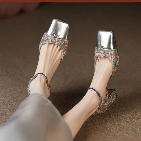 New Fashion square toe Square high heel Ankle Buckle Sandals CODE: KAR3005