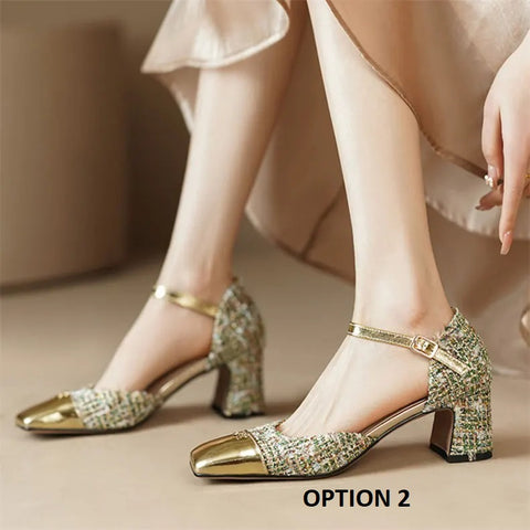 New Fashion square toe Square high heel Ankle Buckle Sandals CODE: KAR3005
