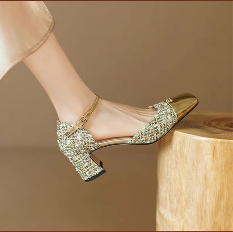 New Fashion square toe Square high heel Ankle Buckle Sandals CODE: KAR3005