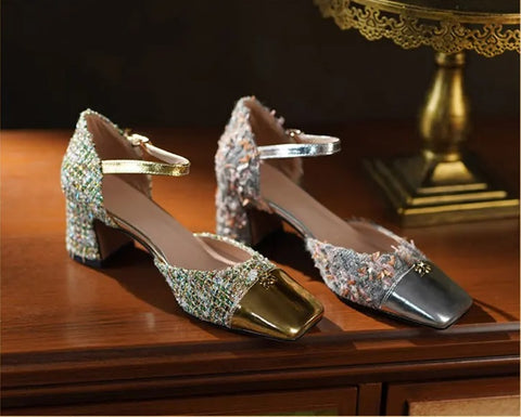 New Fashion square toe Square high heel Ankle Buckle Sandals CODE: KAR3005