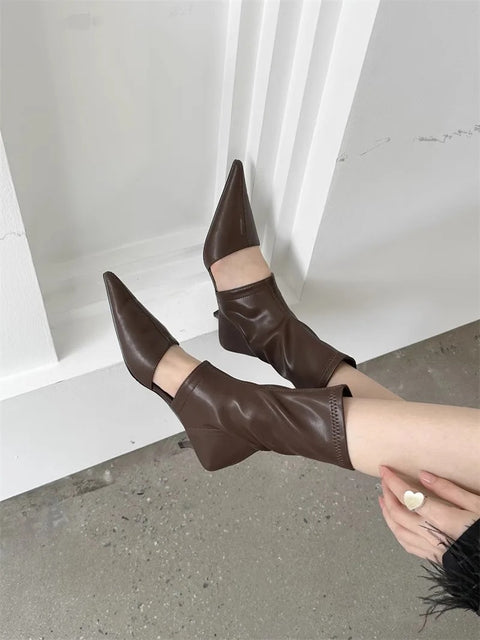 New Hot Mid-calf Thin Low Heel Pointed Toe Boots CODE: KAR3006