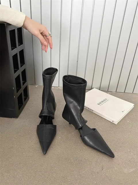 New Hot Mid-calf Thin Low Heel Pointed Toe Boots CODE: KAR3006