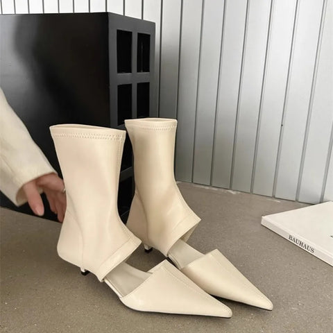 New Hot Mid-calf Thin Low Heel Pointed Toe Boots CODE: KAR3006