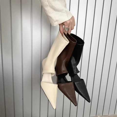 New Hot Mid-calf Thin Low Heel Pointed Toe Boots CODE: KAR3006