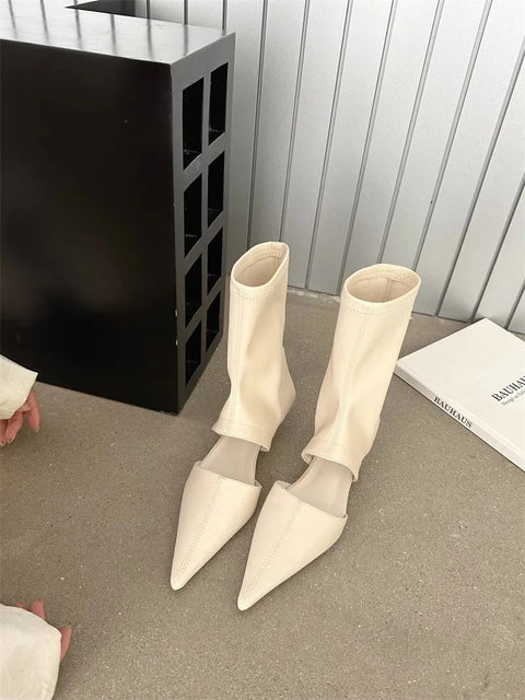 New Hot Mid-calf Thin Low Heel Pointed Toe Boots CODE: KAR3006