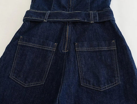 New Off Shoulder Corset Blue Casual Long Jumpsuit CODE: KAR3011