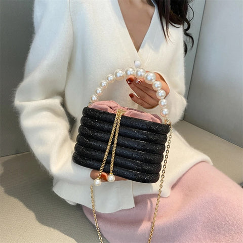 New Dazzling Pearl Beads Chain Crossbody Dinner Party Handbag CODE: KAR3013