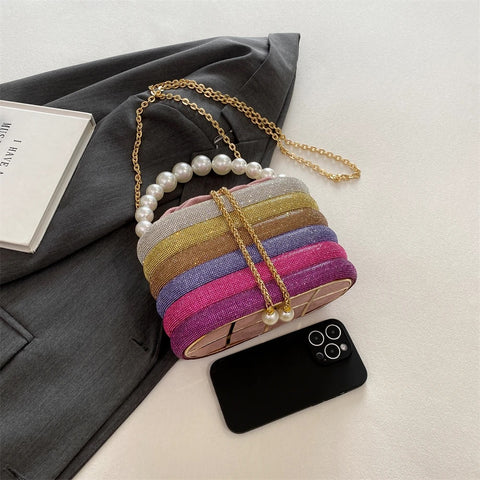 New Dazzling Pearl Beads Chain Crossbody Dinner Party Handbag CODE: KAR3013