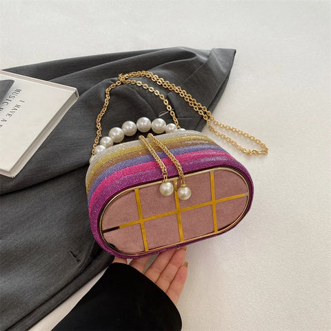 New Dazzling Pearl Beads Chain Crossbody Dinner Party Handbag CODE: KAR3013