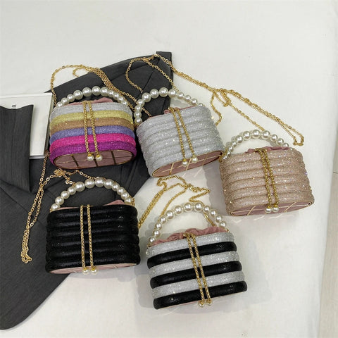 New Dazzling Pearl Beads Chain Crossbody Dinner Party Handbag CODE: KAR3013