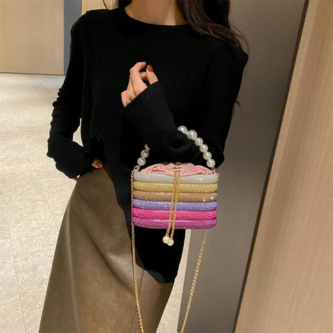 New Dazzling Pearl Beads Chain Crossbody Dinner Party Handbag CODE: KAR3013