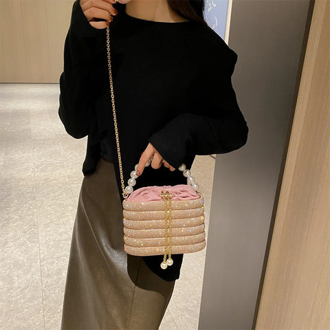 New Dazzling Pearl Beads Chain Crossbody Dinner Party Handbag CODE: KAR3013