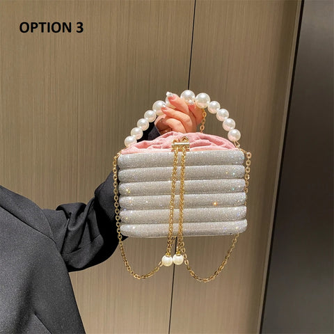 New Dazzling Pearl Beads Chain Crossbody Dinner Party Handbag CODE: KAR3013