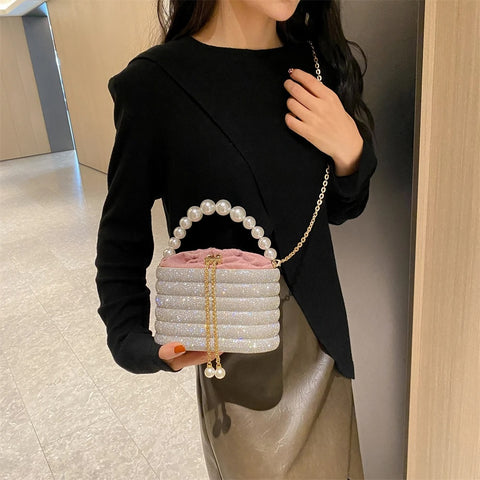 New Dazzling Pearl Beads Chain Crossbody Dinner Party Handbag CODE: KAR3013