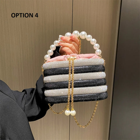 New Dazzling Pearl Beads Chain Crossbody Dinner Party Handbag CODE: KAR3013