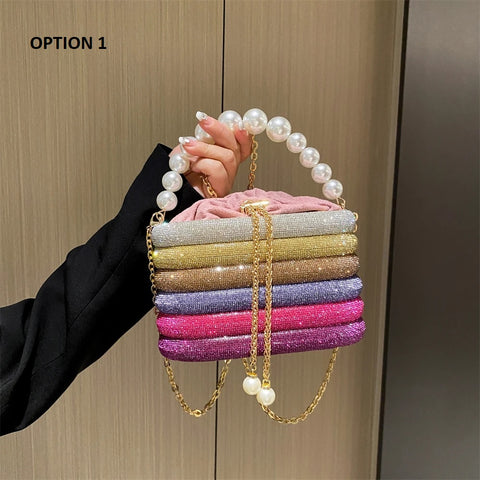 New Dazzling Pearl Beads Chain Crossbody Dinner Party Handbag CODE: KAR3013