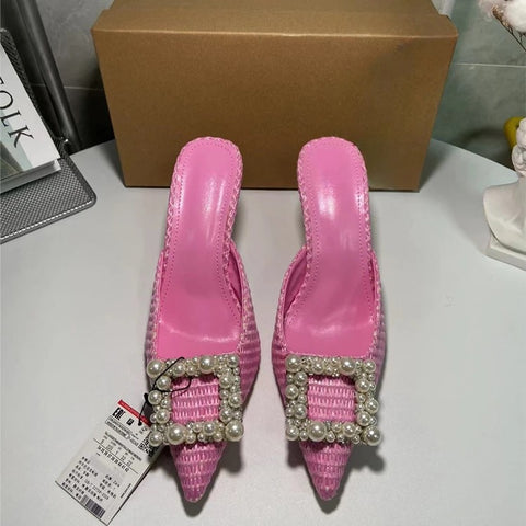 Summer square head back lace-up stiletto open-toe heel CODE: KAR3016
