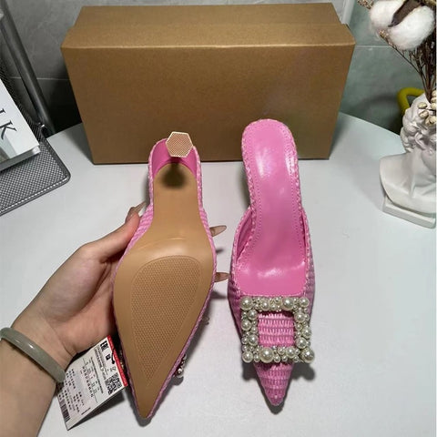 Summer square head back lace-up stiletto open-toe heel CODE: KAR3016