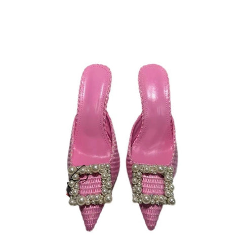 Summer square head back lace-up stiletto open-toe heel CODE: KAR3016