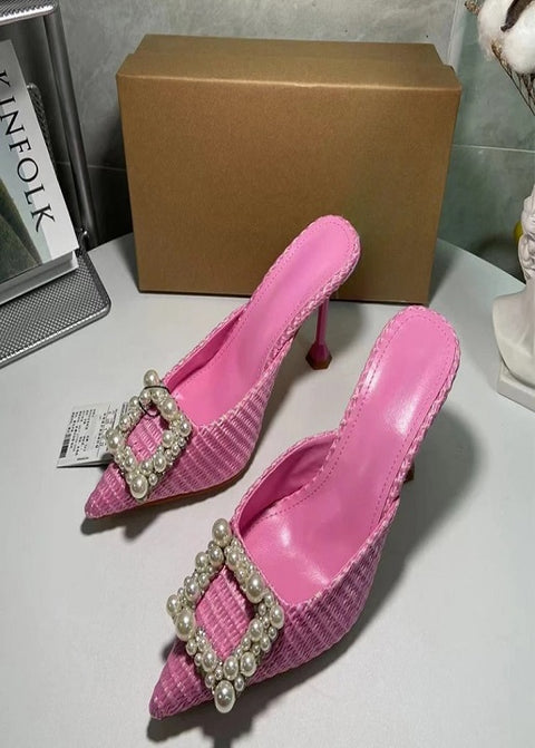 Summer square head back lace-up stiletto open-toe heel CODE: KAR3016