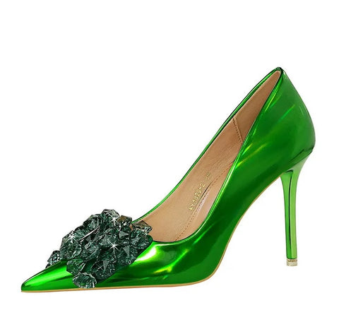 New Fetish Pumps Luxury Design Rhinestone Pointed Toe High Heels CODE: KAR3018