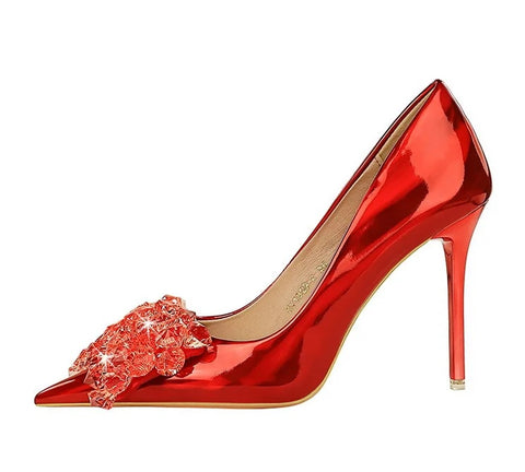 New Fetish Pumps Luxury Design Rhinestone Pointed Toe High Heels CODE: KAR3018