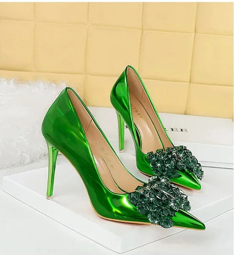 New Fetish Pumps Luxury Design Rhinestone Pointed Toe High Heels CODE: KAR3018