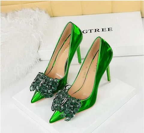 New Fetish Pumps Luxury Design Rhinestone Pointed Toe High Heels CODE: KAR3018