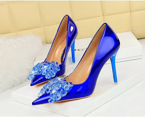 New Fetish Pumps Luxury Design Rhinestone Pointed Toe High Heels CODE: KAR3018