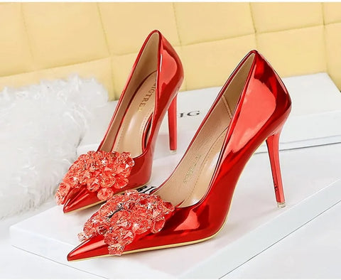 New Fetish Pumps Luxury Design Rhinestone Pointed Toe High Heels CODE: KAR3018