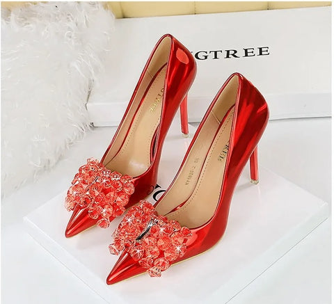 New Fetish Pumps Luxury Design Rhinestone Pointed Toe High Heels CODE: KAR3018