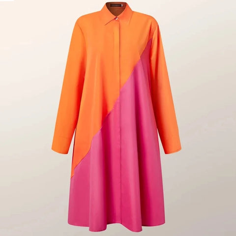 New Long Sleeve Printed Boho Style Pocket V Neck Loose Shirt Dress CODE: KAR3025