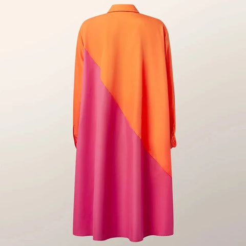 New Long Sleeve Printed Boho Style Pocket V Neck Loose Shirt Dress CODE: KAR3025