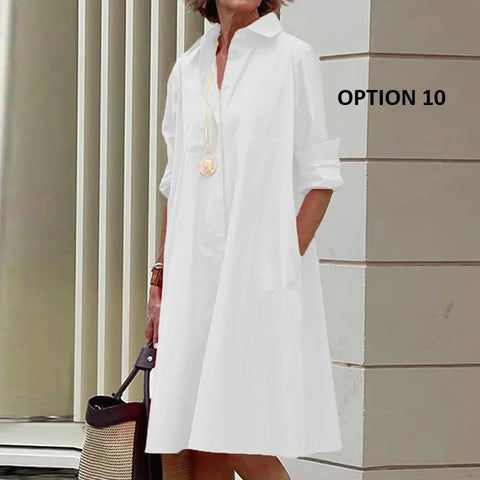 New Long Sleeve Printed Boho Style Pocket V Neck Loose Shirt Dress CODE: KAR3025
