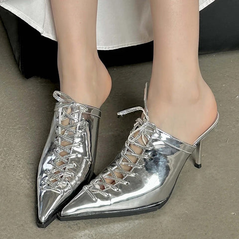 New Pointed Toe Fashion Lace Thin Heel Shoes CODE: KAR3026